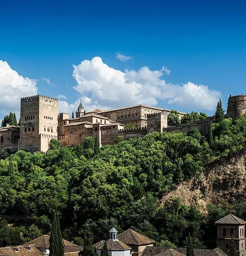 La Alhambra y su ladera vistas desde el Albaicín, contexto de la orografía de Granada